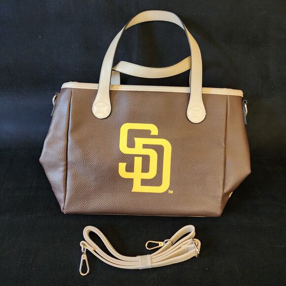 Womens San Diego Padres Brown Shoulder Hand Bag Purse MLB Genuine Merchandise - Picture 1 of 15